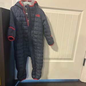 The North Face Kids Quilted Navy Footie with Red Trim